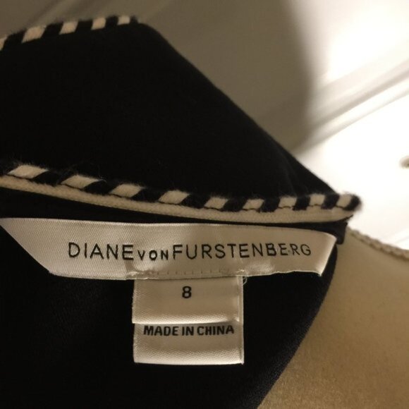 Diane Von Furstenberg Leelou Designer Shift Dress V Neck Black White… - Picture 9 of 9